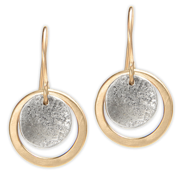 J & I Petite Disc Within Golden Hoops Earrings