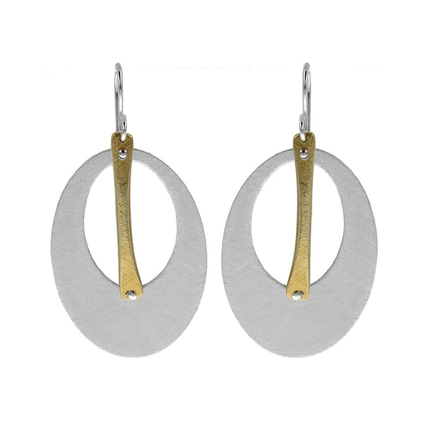 Zina Kao Riveted Oval Hoop Stick Earrings