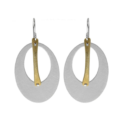 Zina Kao Riveted Oval Hoop Stick Earrings