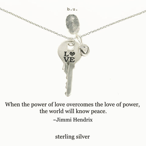 b.u. Jimi Hendrix Love Quote Key Necklace
